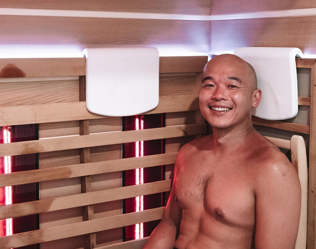 Man in infrared sauna