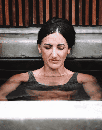 Woman taking Ice Bath